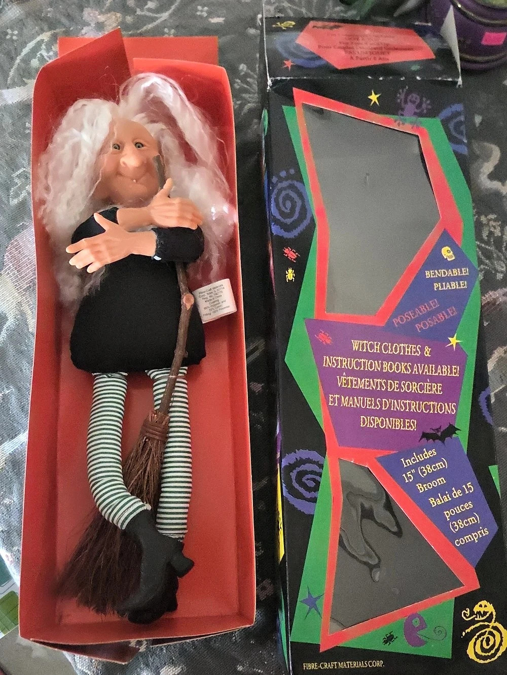 The Toy Craft Company Witch doll Halloween Doll with Broom